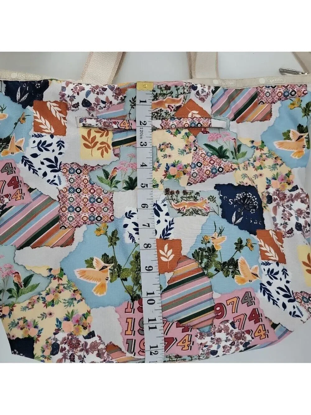 LeSportsac Easy Carry Tote 74 Collage Patchwork Bird Floral Travel Bag